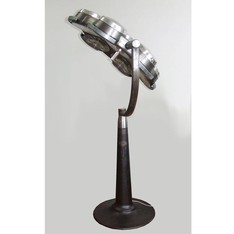 Dutch Vintage Raw Industrial Surgery Lamp on Cast Iron Tripod