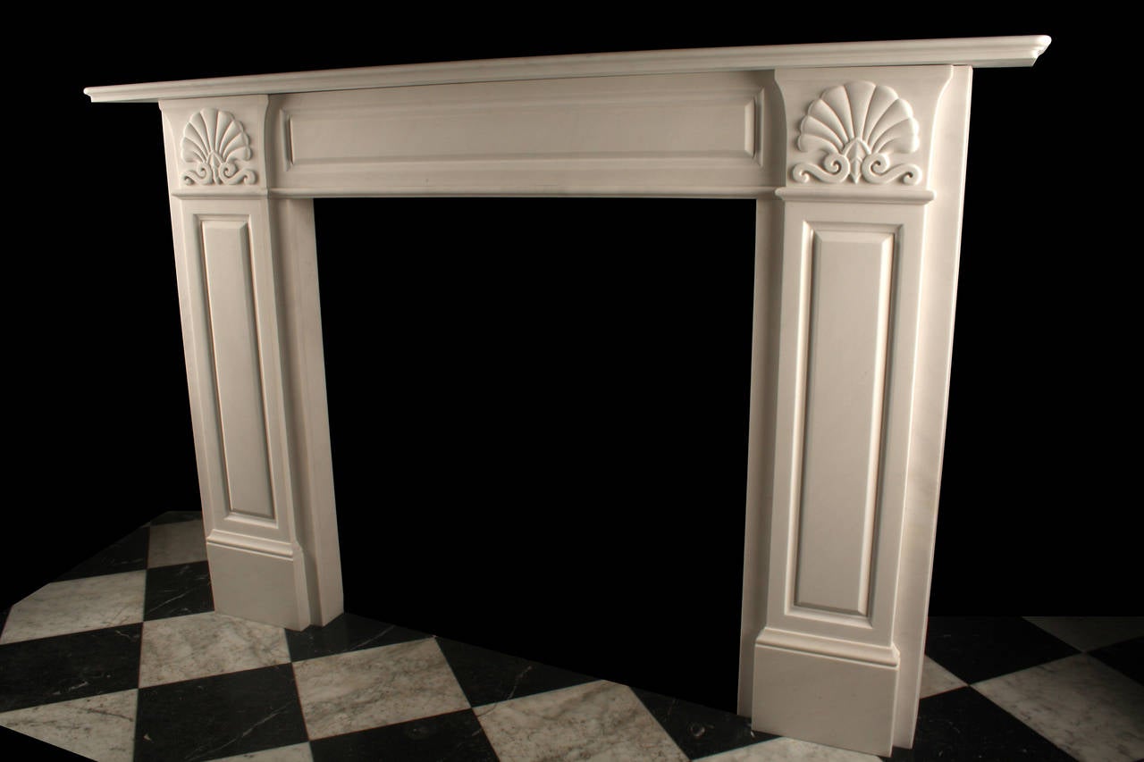 British A Grand Regency Fireplace Mantel in White Statuary Marble For Sale