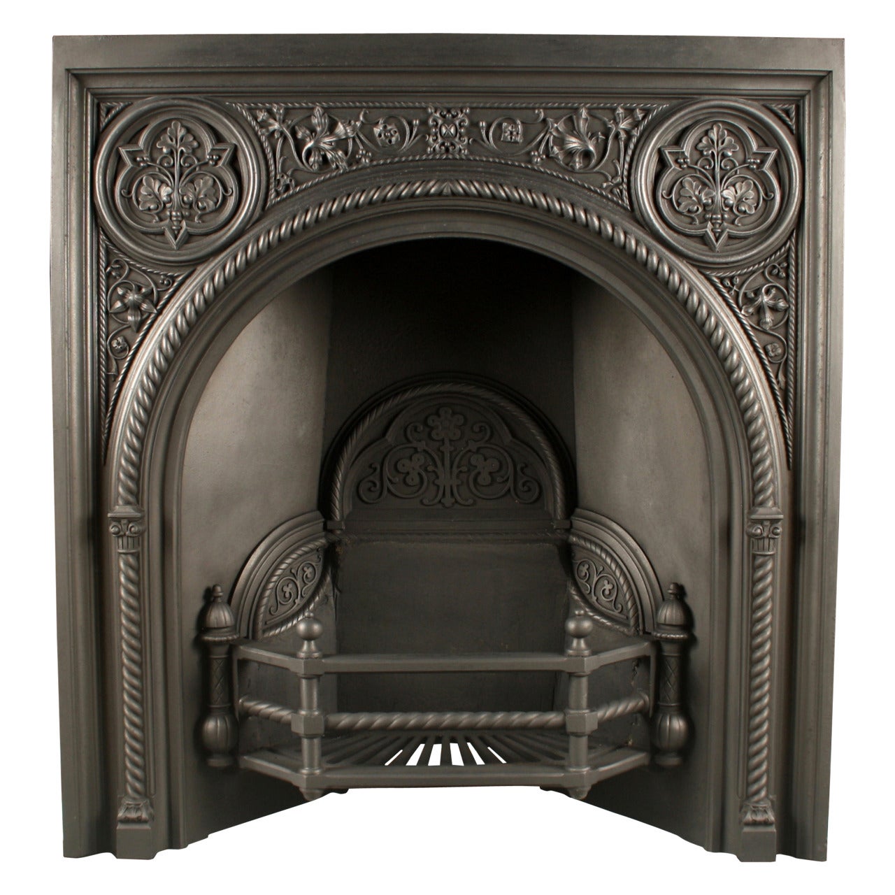 Rare Coalbrookdale Register Grate in the Gothic Revival Manner For Sale