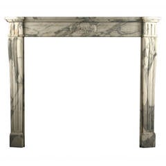 Antique Louis XVI Regency Fireplace Mantel in Arabescato Marble 7
