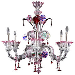Italian Handblown Venetian Murano Glass Chandelier, circa 1920s