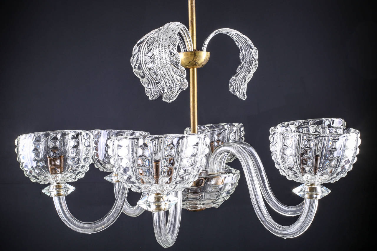 Italian Murano Barovier & Toso Style Six Arm Chandelier Circa 1930’s

Option: Height can be shortened if necessary.
Total Height: 36” – 91.5 cm
Total Width: 31