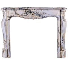 Antique Louis XV Pavonazzetto Bianco Marble Fireplace