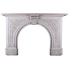 Very Grand Early Victorian Arched Fireplace in White Marble