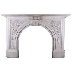 Very Grand Early Victorian Arched Fireplace in White Marble