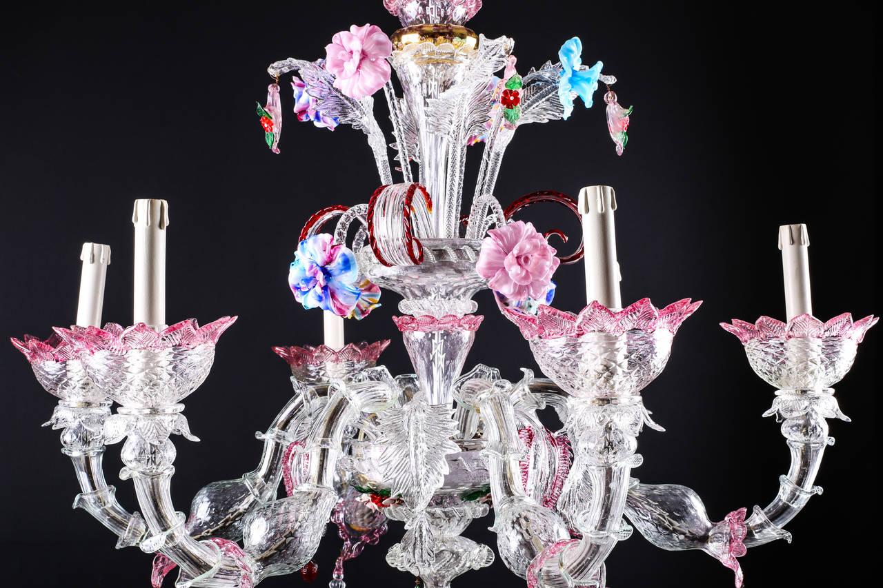 An attractive Large 6 Light Italian Murano Glass Chandelier, Circa 1920s

Total Height: 36