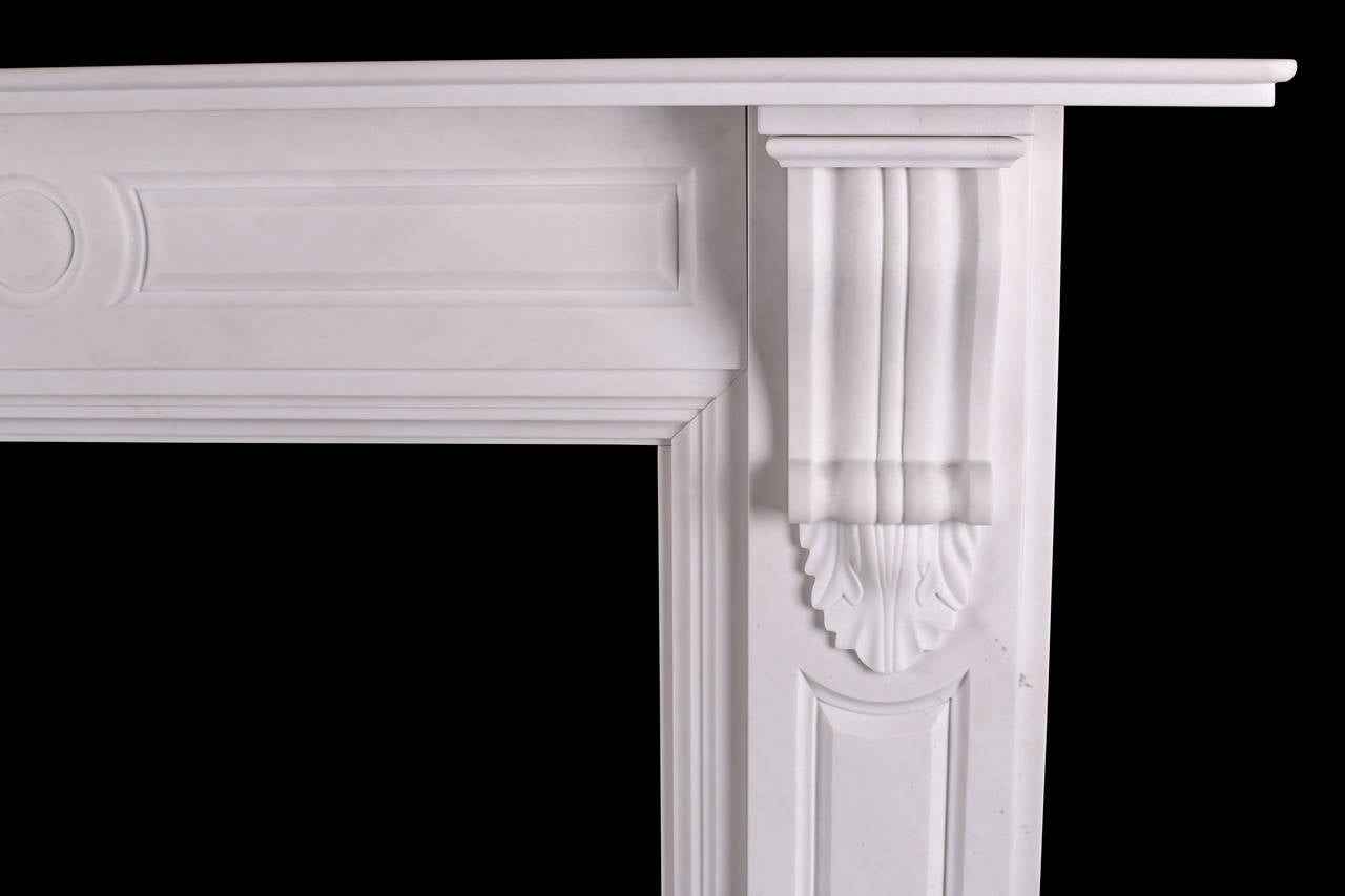 Victorian Corbel Fireplace Panelled Columns 1840 Style

Large Victorian Corbel 1840 Style Fireplace Surround in Italian White Statuary Marble with Panelled Columns and very nicely carved Corbels.

Depth: 12