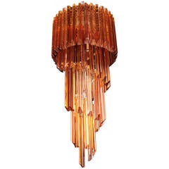 Beautiful Spiral Chandelier with Amber Tint Murano Glass by Venini 12