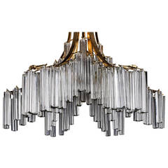 Italian Murano Clear Glass Sculptural Chandelier by Venini