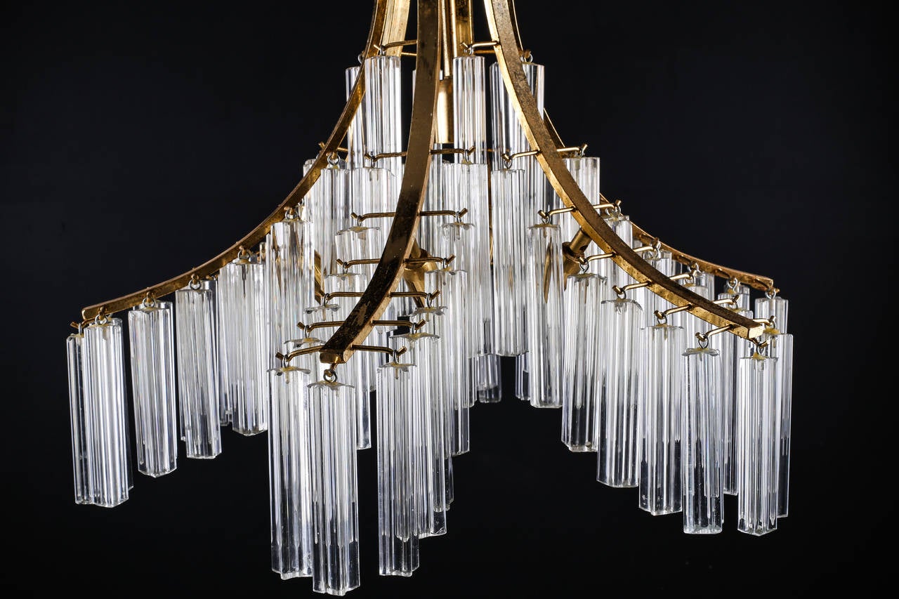 Mid-20th Century Italian Murano Clear Glass Sculptural Chandelier by Venini