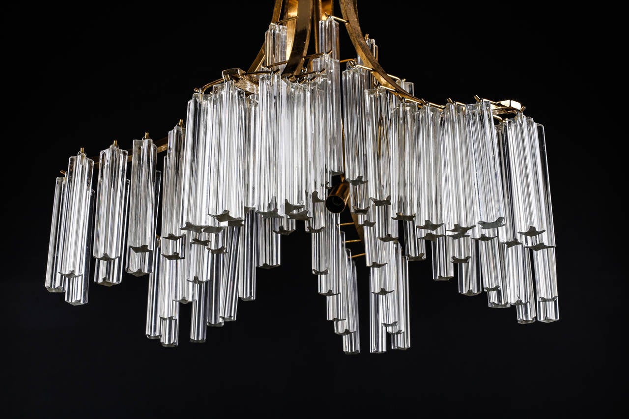 Italian Murano Clear Glass Sculptural Chandelier by Venini 1