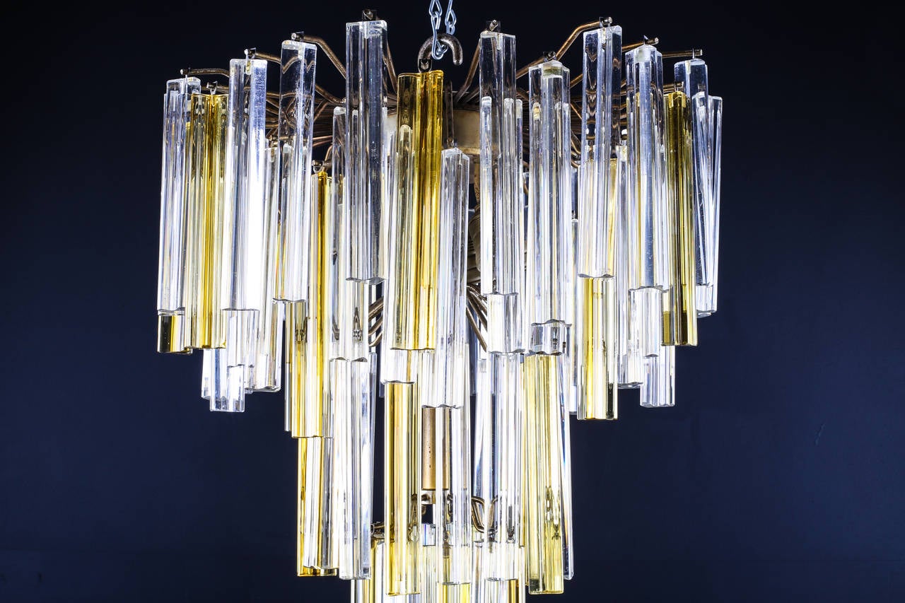 Vintage Italian Murano Waterfall Chandelier By Venini Circa 1960s Art Deco Vintage Italian Murano Waterfall Chandelier By Venini Circa 1960s For