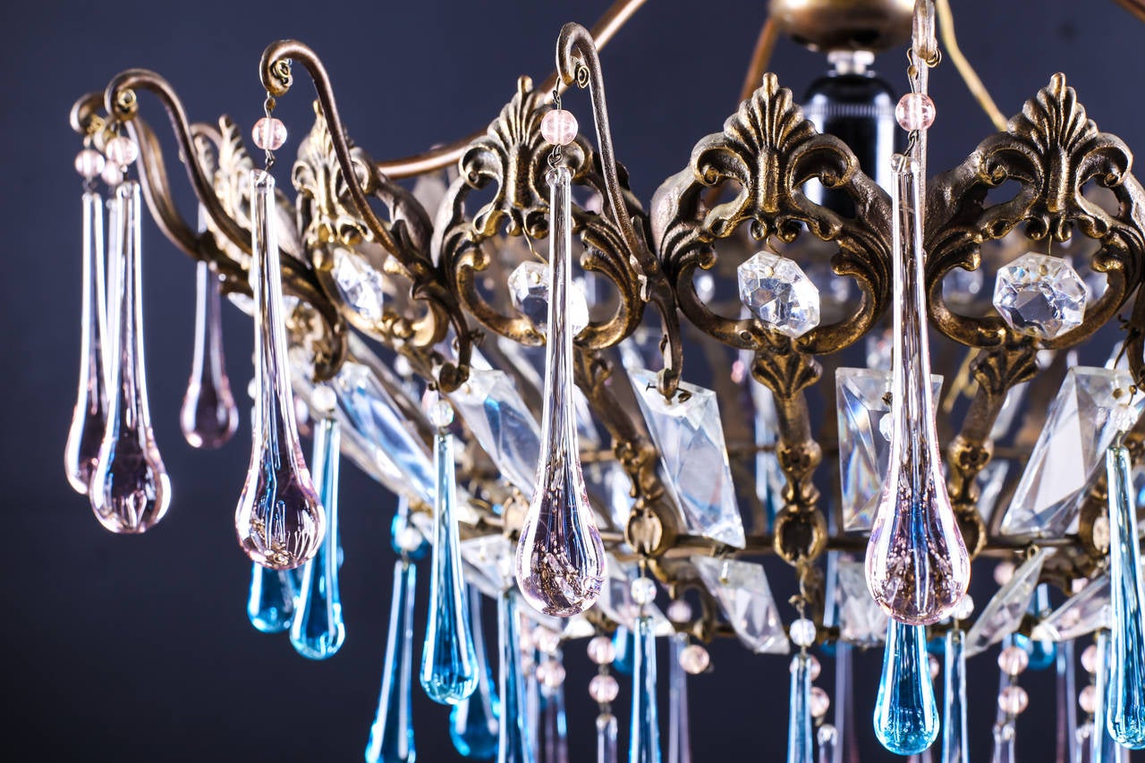 vintage brass crystal chandelier