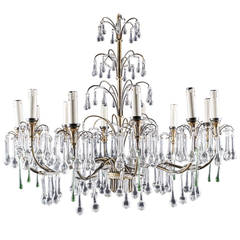 A Magnificent Vintage Brass Twelve-Light Chandelier with Murano Glass Tear Drops 11