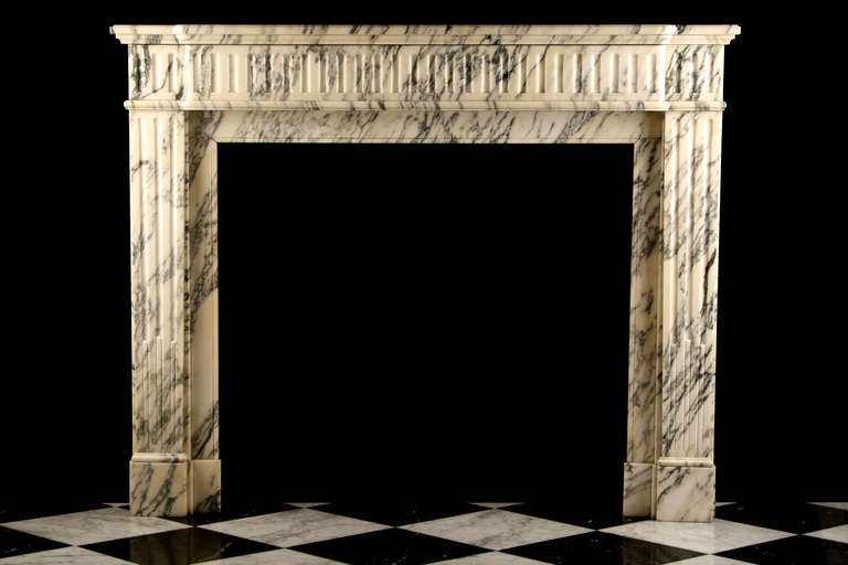 Original Louis XVI Regency Fireplace Mantel in Arabescato Marble

Depth: 15 3/4