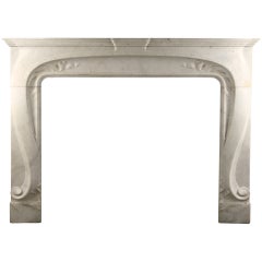 French Art Nouveau White Carrara Marble Mantelpiece