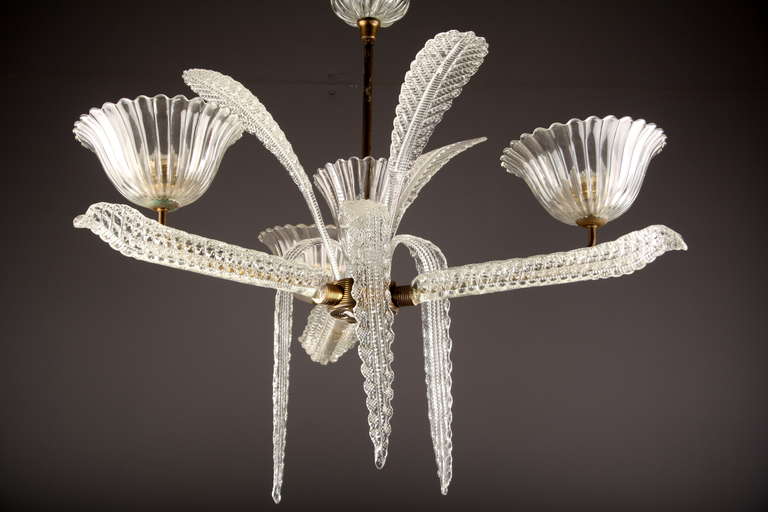 Art Deco Barovier & Toso Murano Glass Chandelier, 1930s