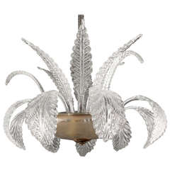 1940′s Clear Murano Glass Chandelier Attributed to Barovier & Toso