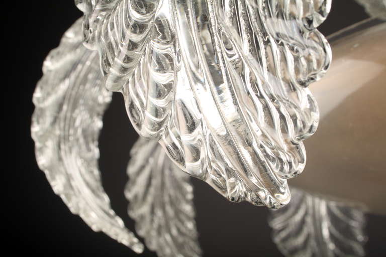 1940′s Clear Murano Glass Chandelier Attributed to Barovier & Toso In Excellent Condition In London, GB