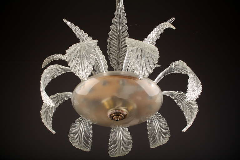 Mid-20th Century 1940′s Clear Murano Glass Chandelier Attributed to Barovier & Toso