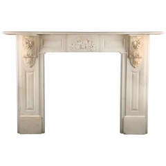 Antique White Statuary Marble Early Victorian Chimneypiece