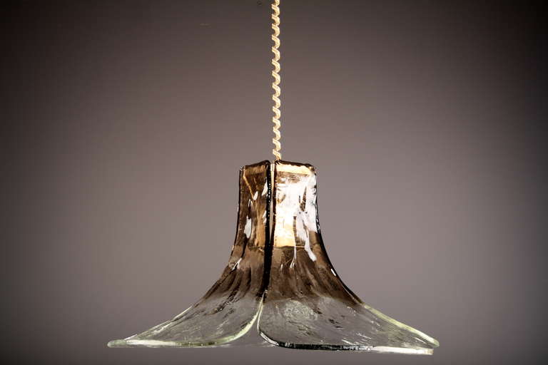 Italian Carlo Nason for Mazzega Murano Glass Petal-Form Chandelier For Sale