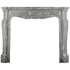 Antique Louis XV Bardiglio Marble Fireplace, 1870