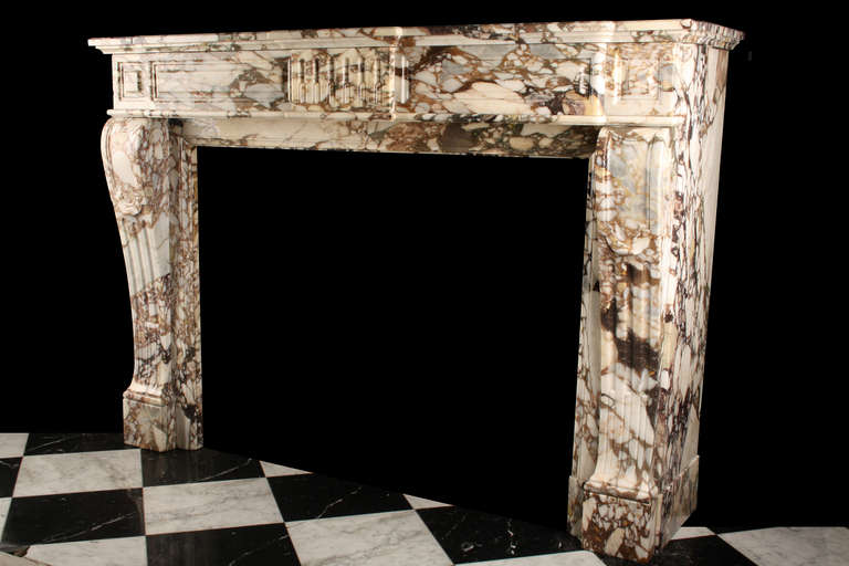 Antique French Louis XVI Fireplace Mantel in Breche Violette Marble In Excellent Condition For Sale In London, GB