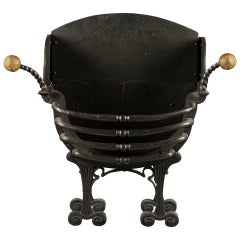 Antique Arts & Crafts Brass & Cast Iron Fire Basket