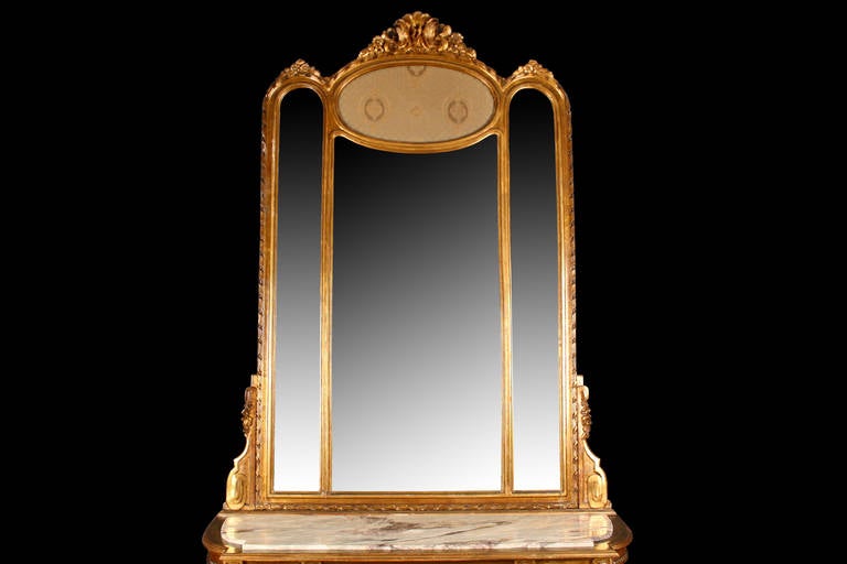 Italian 19th Century Freestanding Console with Matching Mirror For Sale 2