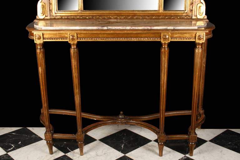 Italian 19th Century Freestanding Console with Matching Mirror For Sale 3