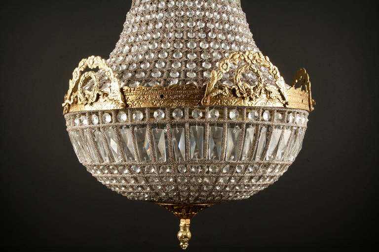 Vintage 1950s Italian Regency, Crystal Glass Chandeliers In Excellent Condition For Sale In London, GB