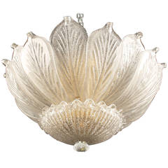 Vintage Murano Glass Chandelier in a Pale Opalescent Creamy White Colour