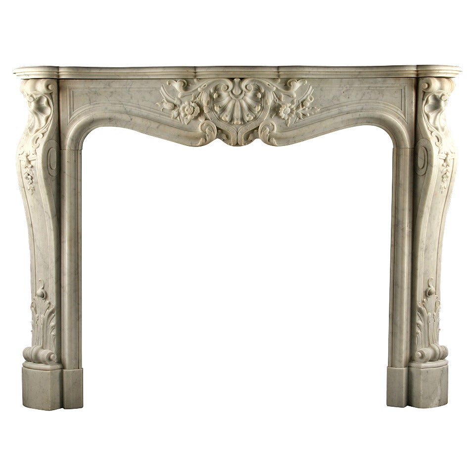 Antique Louis XV Rococo Fireplace Surround Circa 1860 For Sale at