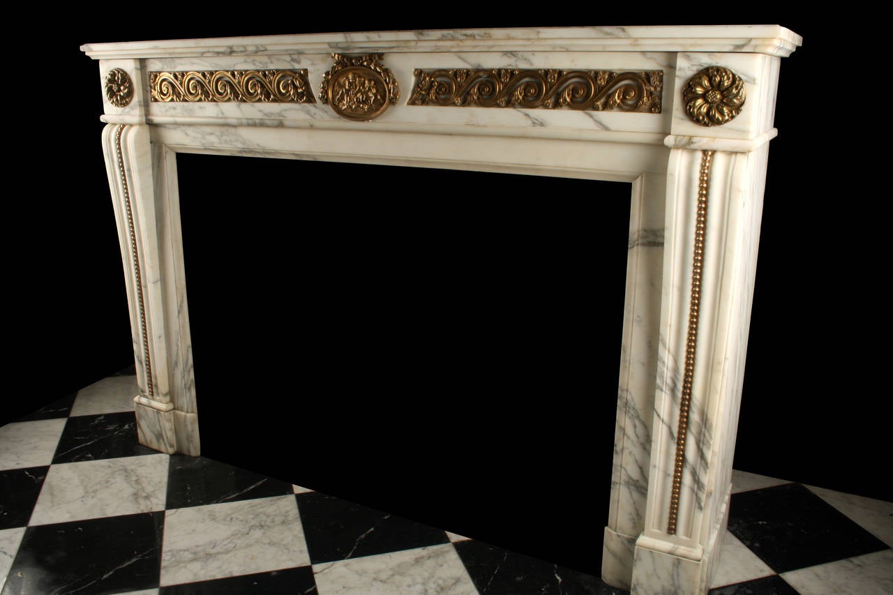 French Impressive Louis XVI Regency Fireplace Mantel For Sale