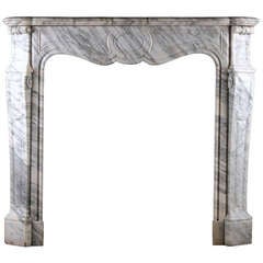 A Louis XV Pompadour Fireplace in Arabescato Marble Circa 1870