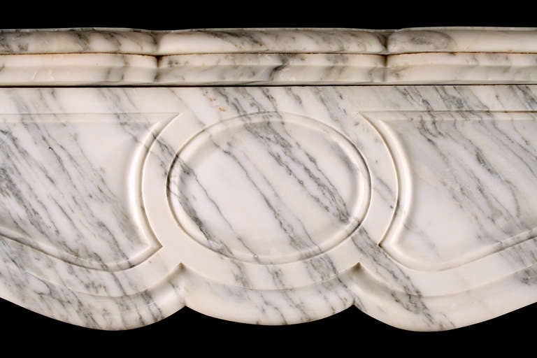 French A Louis XV Pompadour Fireplace in Arabescato Marble Circa 1870
