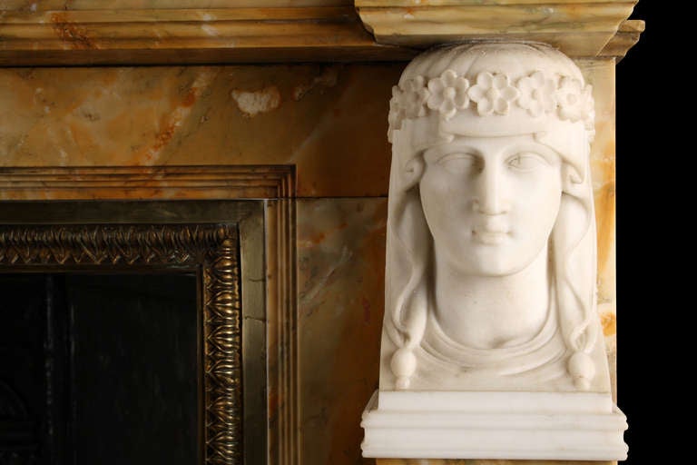 A Very Fine Neoclassical Sienna Marble Antique Fireplace In Good Condition For Sale In London, GB