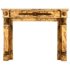 A Very Fine Neoclassical Sienna Marble and Brass Antique Fireplace 12