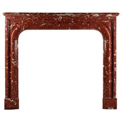 Louis XIV Fireplace in Cherry Red Griotte Marble, French 19th Century