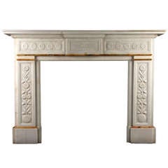 An Antique Victorian Fireplace Carved In White Statuary Marble 3