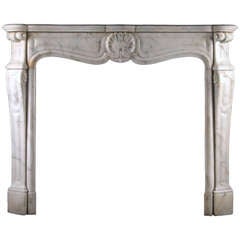 Antique Louis XV Rococo Chimneypiece in White Statuary Marble, French circa 1870