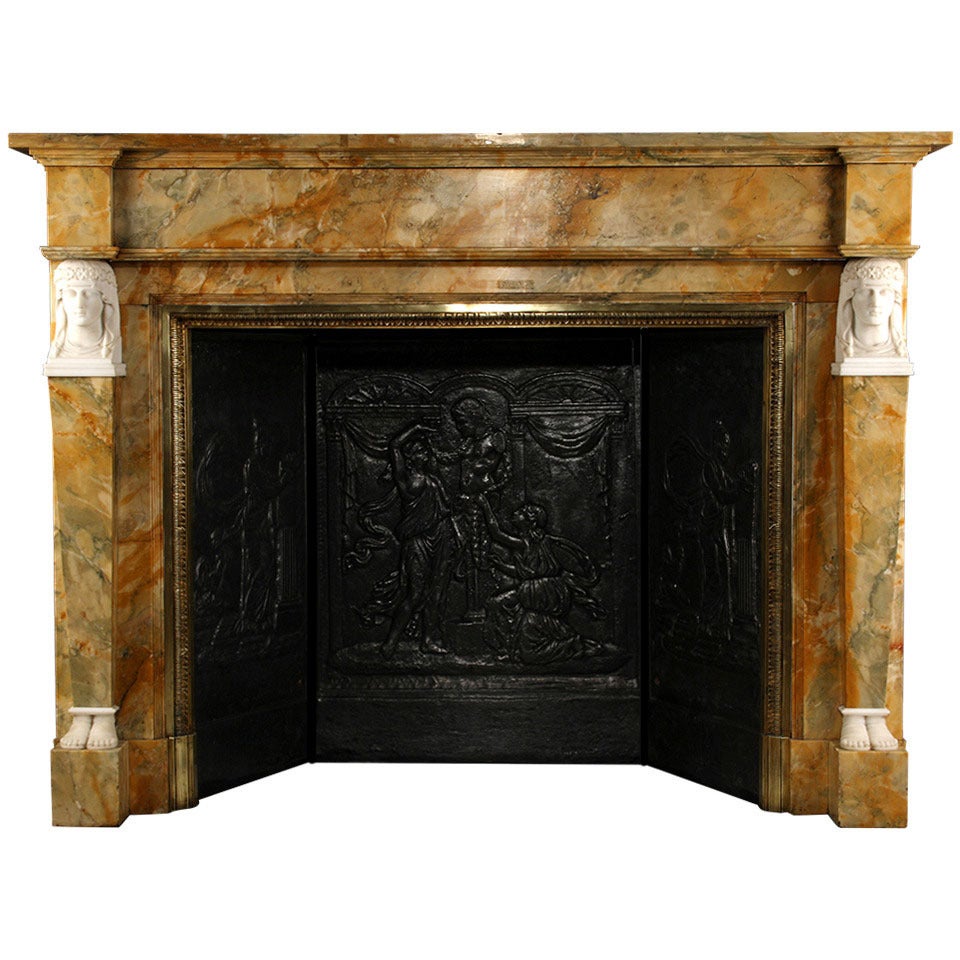 A Very Fine Neoclassical Sienna Marble Antique Fireplace For Sale