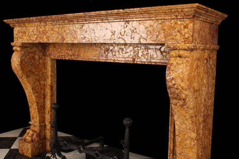 Antique Louis XVI Chimneypiece Lion Paw Fireplace In Good Condition For Sale In London, GB