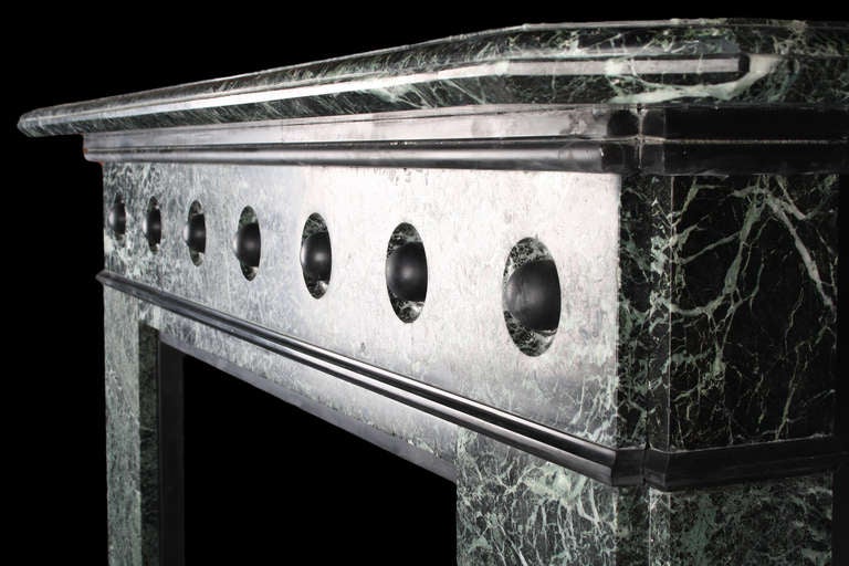 Large Victorian Fireplace Mantle in Verde Antico Marble In Good Condition For Sale In London, GB