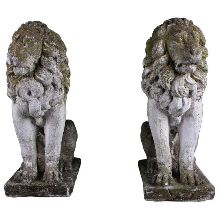 Handcrafted Antique Victorian Stone Lion Statues at 1stdibs