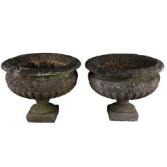 Hand Crafted Antique Victorian Stone Garden Urns