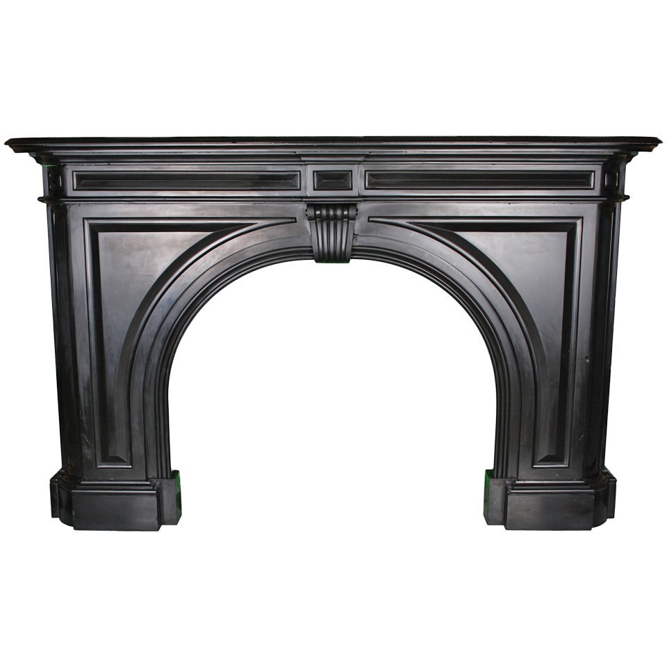 English Regency Arched Black Marble Chimney Piece For Sale