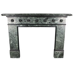 Antique Large Victorian Fireplace Mantle in Verde Antico Marble