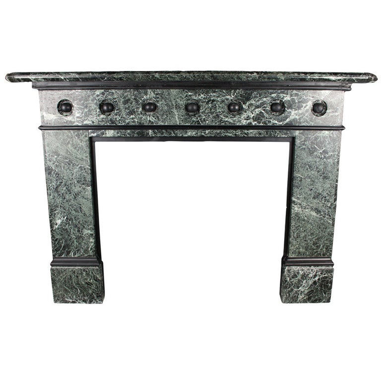 Large Victorian Fireplace Mantle In Verde Antico Marble For Sale